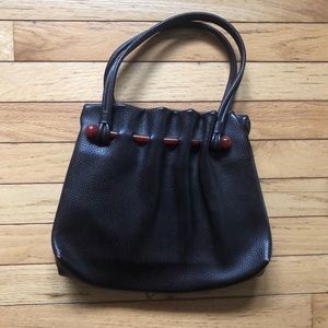 Vintage Brown Faux Leather Purse w/ Bakelite